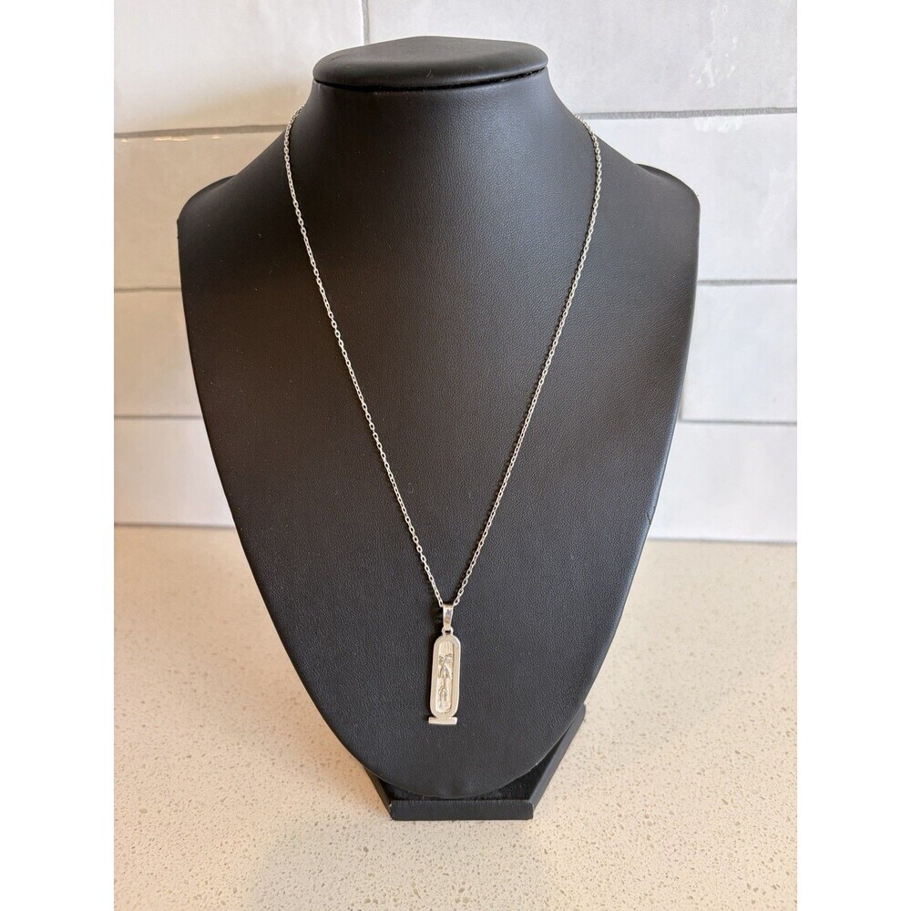 925 sterling silver necklace Egyptian hieroglyphic cartouche  20''